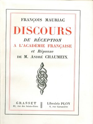 cover image of Discours de réception à l'Académie française
